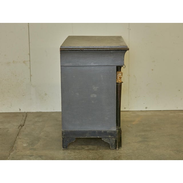 French Empire 19th Century Painted Wood Four-Drawer Commode with Gilt Busts For Sale - Image 4 of 12
