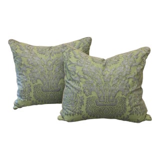 Green Fourtuny Pillows- a Pair For Sale