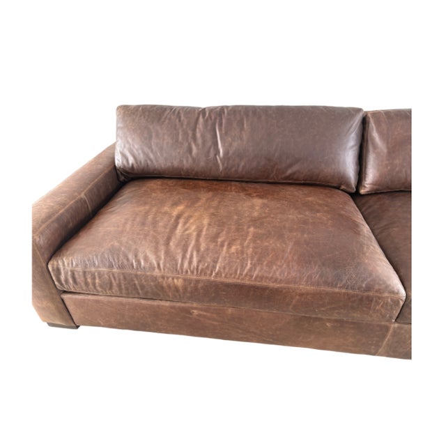 Brown Rh Maxwell Leather Sofa — 10' Luxe Depth For Sale - Image 8 of 18