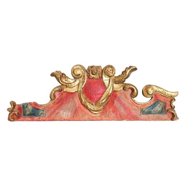 Italian 18th Century Carved Painted and Parcel Gilt Overdoor For Sale - Image 9 of 9