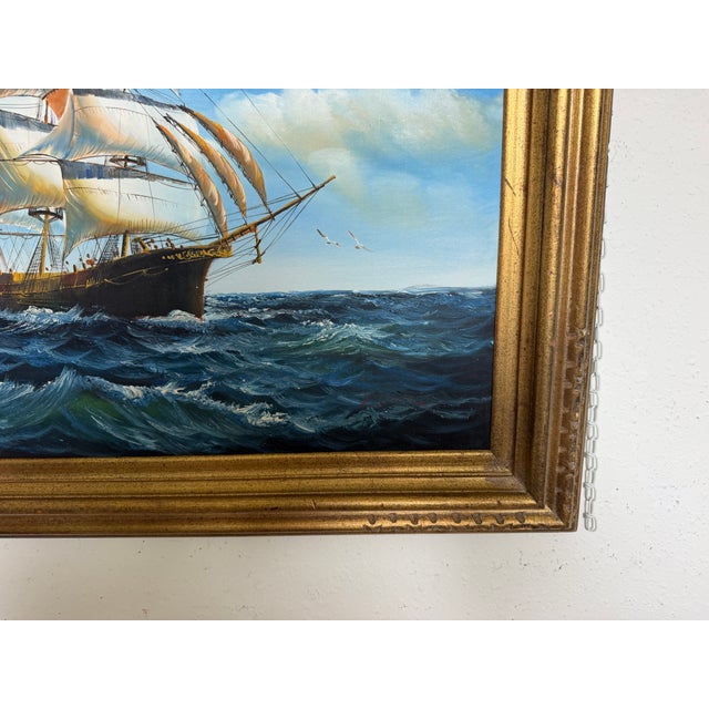 K.Dossi Original Sailing Ship Oil Painting, Nautical Seascape, Maritime Art For Sale - Image 11 of 12