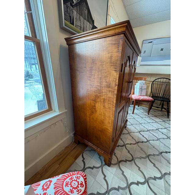 Estate Dr Dimes Tiger Maple Console Cupboard For Sale In Boston - Image 6 of 11