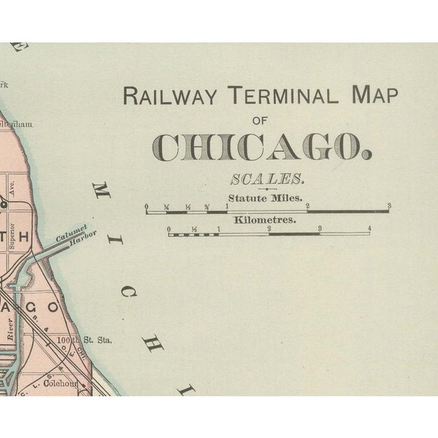 Antique Map of Chicago Railway Terminals The Windy City by Ran McNally, 1899 For Sale - Image 3 of 12