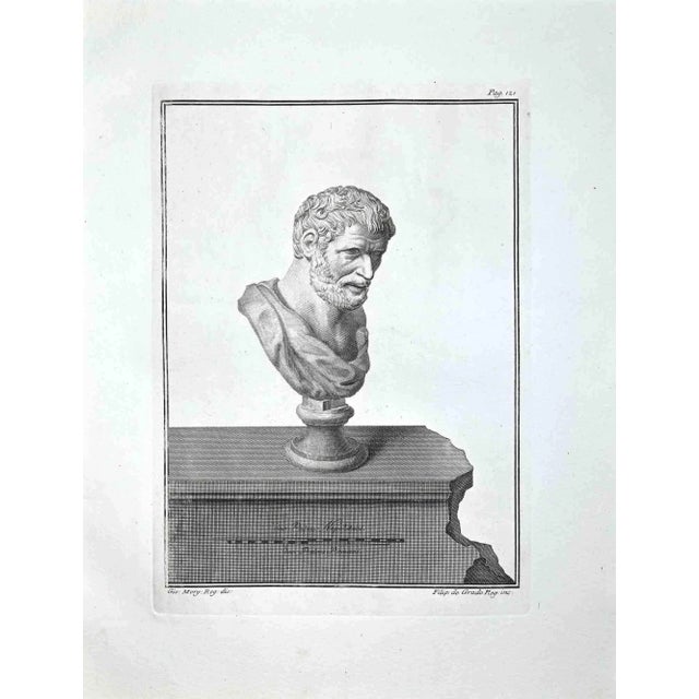 Ancient roman bust, from the series "antiquities of herculaneum exposed", is an original etching on paper realized by...