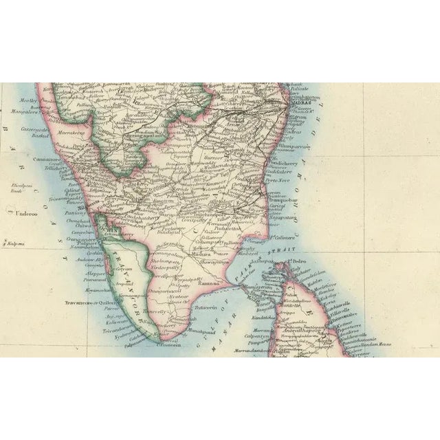 Black Large Antique Map of India Post Roads and Dak Stations by James Wyld, 1855 For Sale - Image 8 of 13