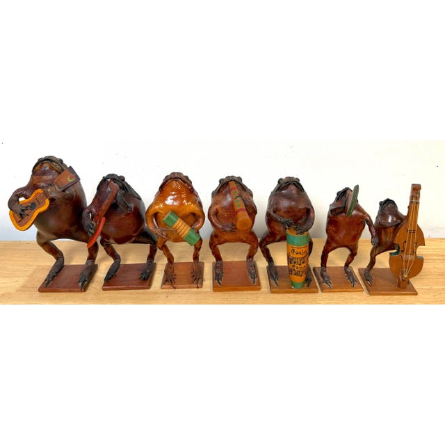 Mid-20th C. Mexican Hand-Carved Seven-Piece Frog Orchestra, with Carlos Campos For Sale - Image 4 of 18