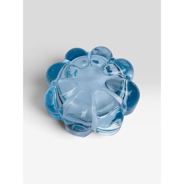 Shabby Chic Vintage Fostoria Blue Ashtray For Sale - Image 3 of 3