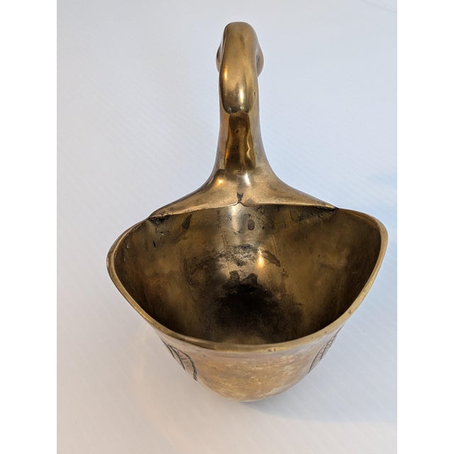 Mid-Century Modern Mid-Century Solid Brass Swan Planter Hollywood Regency Style For Sale - Image 3 of 5