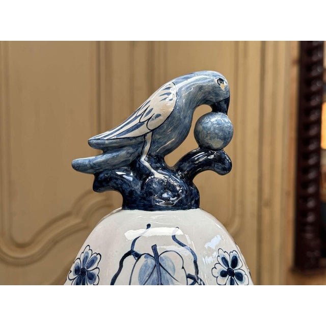 Blue Large 19th Century Baluster Vase with Parrot Motif, Holland For Sale - Image 8 of 18