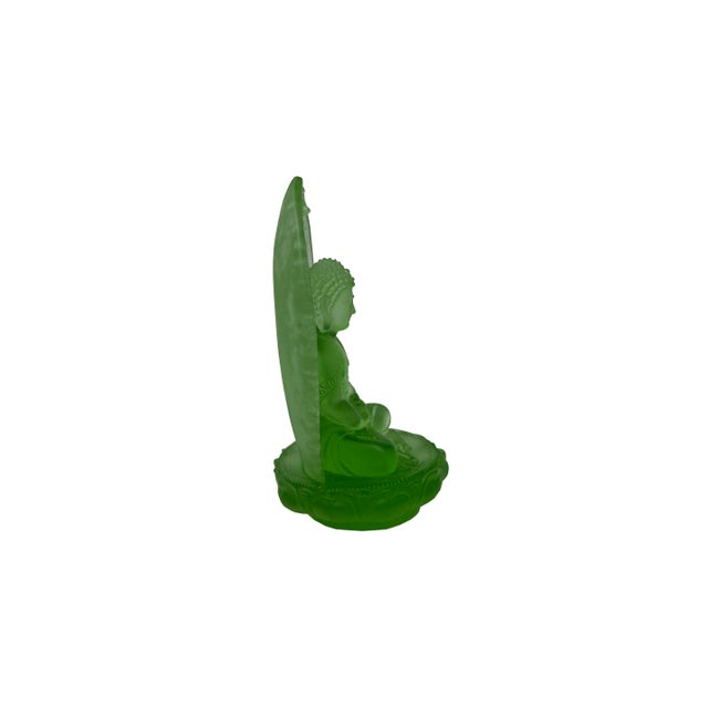 Crystal Glass Mint Green Mandala Gautama Amitabha Shakyamuni Statue For Sale - Image 9 of 10
