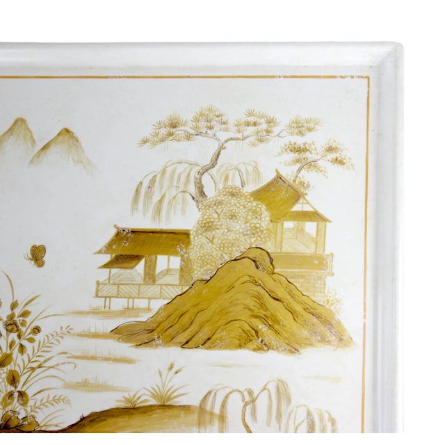 Elegant Chippendale Style White Gilt Side Table, Sofa Side Table. For Sale - Image 9 of 11