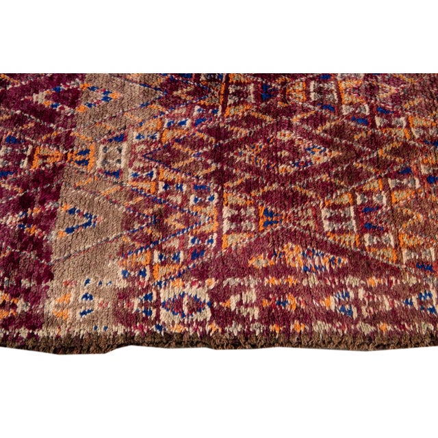 Purple Mid-20th Vintage Purple Geometric Moroccan Rug For Sale - Image 8 of 13