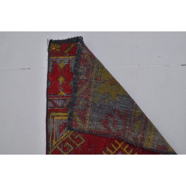 Textile Small Vintage Handknotted Door Mat Rug For Sale - Image 7 of 8