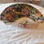 RARE Vtg H.BEQUET Queregnon Belgiuan Majollica. Ceramic Hand Painted Fruit Consol Bowl. Black background with gold lined...