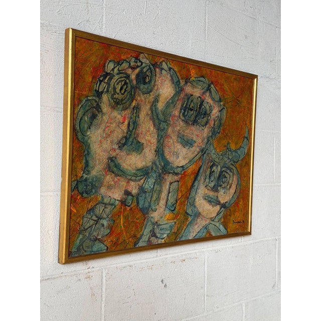 Paint Duncan Framed Abstract Textured Figurative Painting Vintage Mid-Century Modern 1970s For Sale - Image 7 of 10