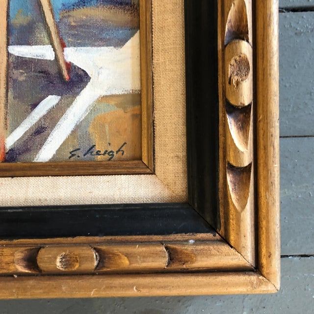 Original painting on canvas board 8 x 10 signed bottom right Overall size with vintage frame is 13 x 15