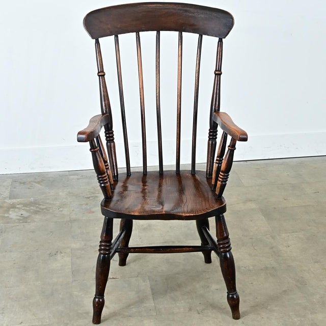 English 19th Century Carved Elm Windsor Chair For Sale - Image 4 of 12