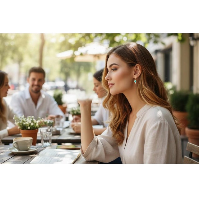 Elegant and vibrant, these 14K yellow gold lever-back drop earrings showcase a striking pair of oval natural turquoise...