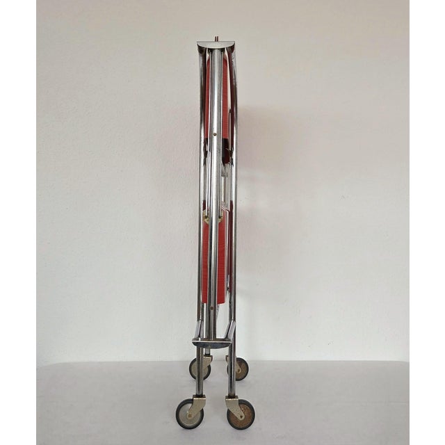 Red Vintage German Serving Trolley Dinett in Red: MCM Bar Cart 60s Home Decor For Sale - Image 8 of 10