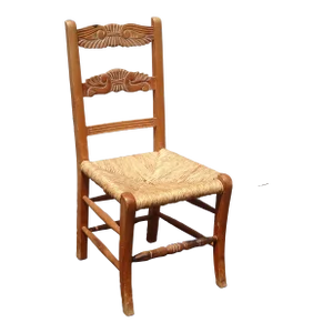 Vintage French Country Rush Brown Side Chair