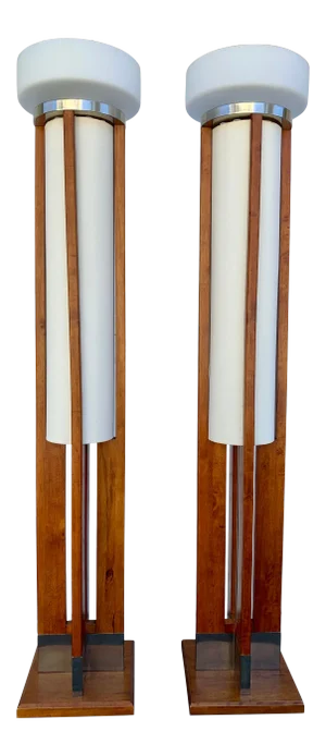 Mid Century Style Tower Floor Lamps- Pair