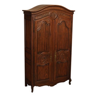 Henredon Four Centuries Collection French Louis XV Style Carved Oak Armoire For Sale