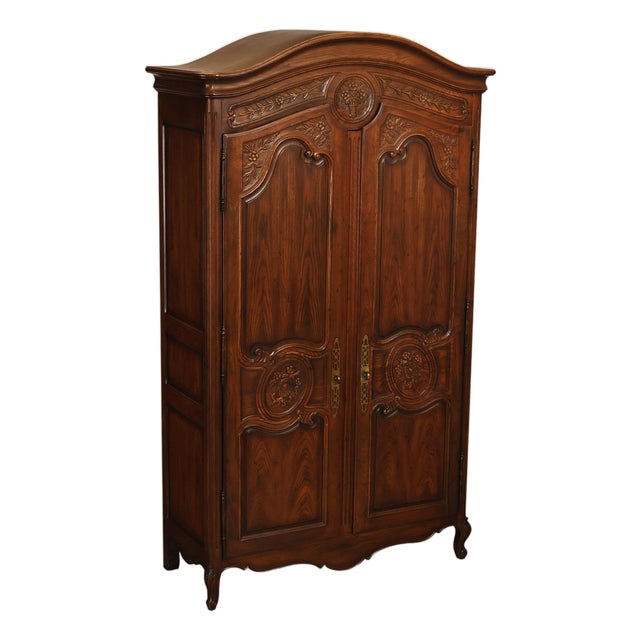 Henredon Four Centuries Collection French Louis XV Style Carved Oak Armoire For Sale