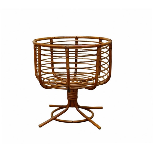 Woven Rattan Basket on a Pedestal Base, Italy, 1960s For Sale - Image 6 of 6