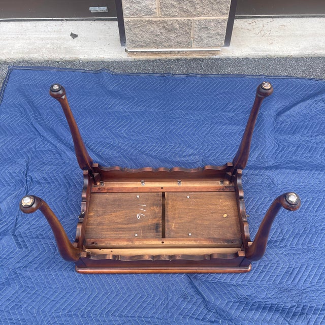 1970s Statton Furniture Traditional Queen Anne Solid Cherry Tea Table (Oxford) For Sale - Image 10 of 12