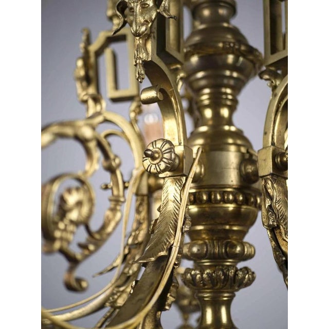 Antique Bronze Chandelier with Rams For Sale - Image 4 of 10