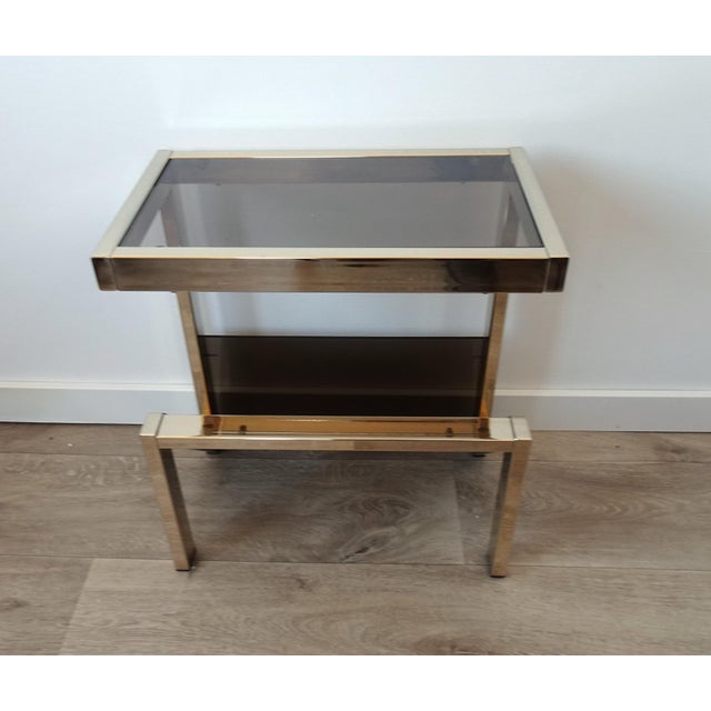 Gilded Magazine Rack or Side Table from Belgo Chrom / Dewulf Selection, 1970s, in Very Good conditions. Designed 1970 to...