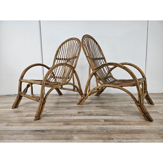 1970s Vintage Wicker Armchairs, 1970, Set of 4 For Sale - Image 5 of 16