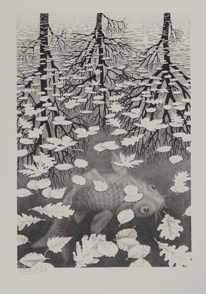 Maurits Cornelis Escher, Autumn and Carp, 2008, Engraving