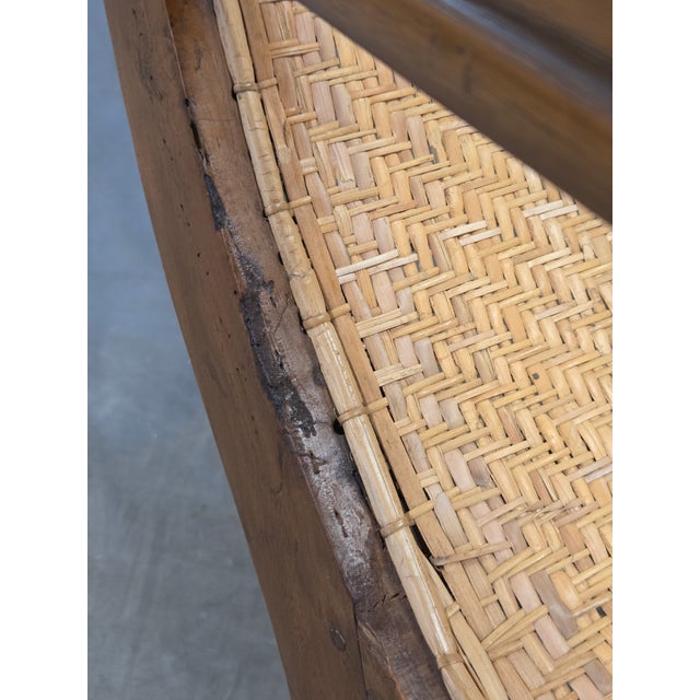 Vintage 1950s Dutch Colonial Teak Lounge Chair With Herringbone Caned Seat For Sale - Image 16 of 17