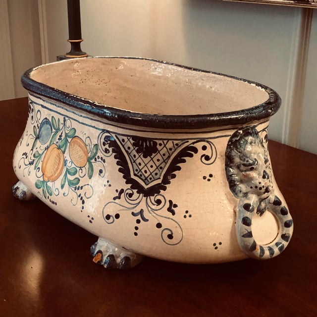 Late 19th Century Large 19th Century Italian Maiolica Jardinière For Sale - Image 5 of 13