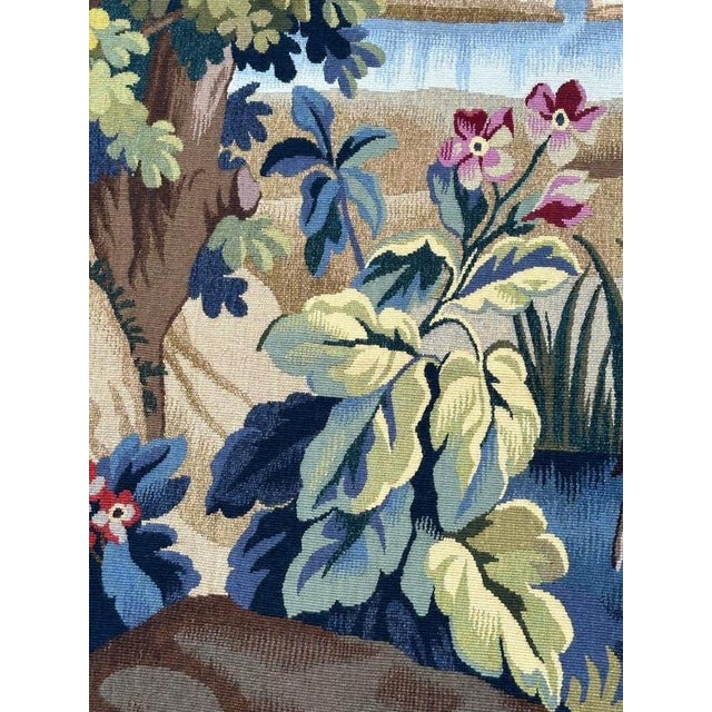 Textile Vintage French Aubusson Tapestry Landscape with Bird, 1950s For Sale - Image 7 of 18
