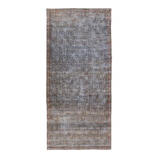 Antique Malayer Handmade Allover Floral Pattern Blue Wool Runner For Sale