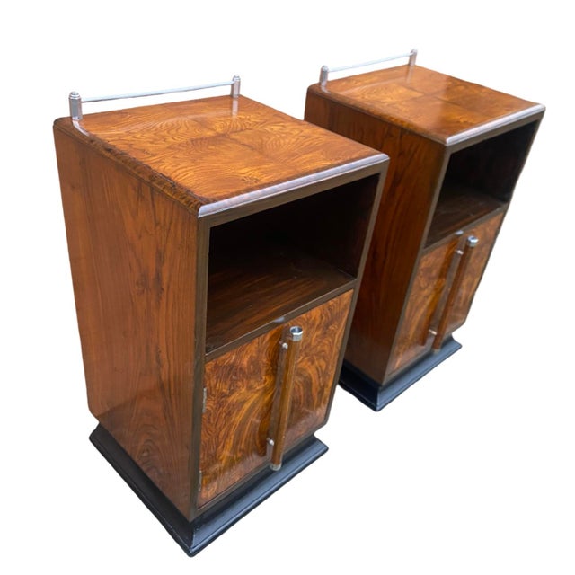 Wood Art Deco Bedside Cabinets, 1930s, Set of 2 For Sale - Image 7 of 18