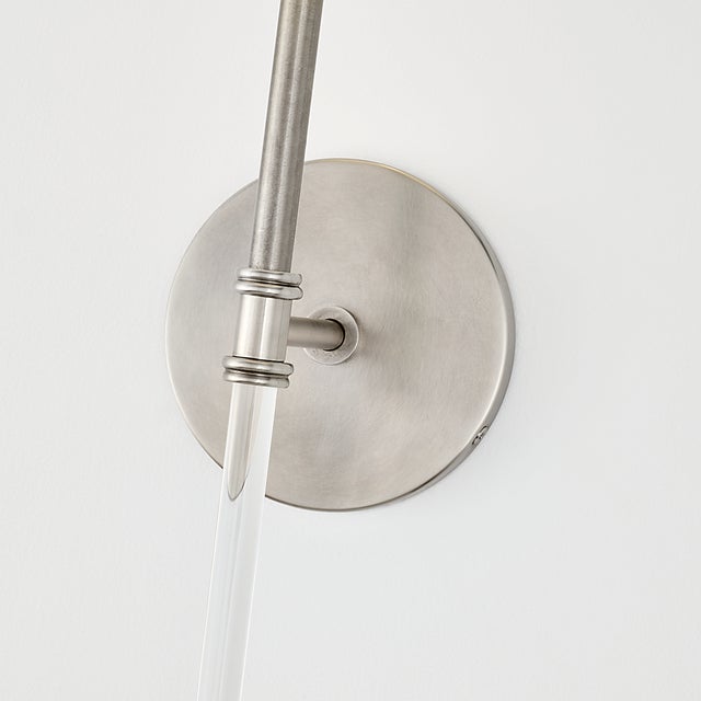 Visual Comfort Suzanne Kasler for Visual Comfort Signature Camille Sconce in Antique Nickel with Linen Shade For Sale - Image 4 of 8