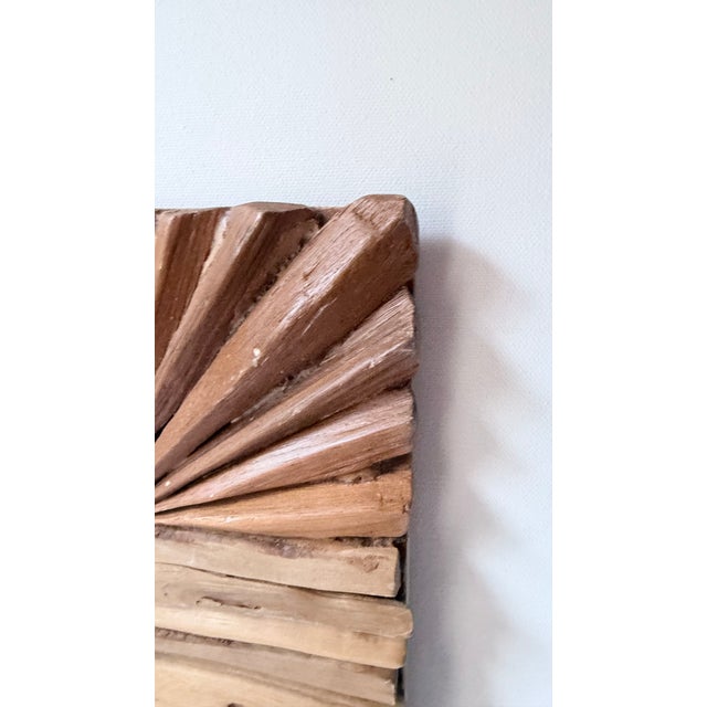 Rustic Handcrafted Brown Wooden Driftwood Square Wall Mirror For Sale - Image 3 of 10