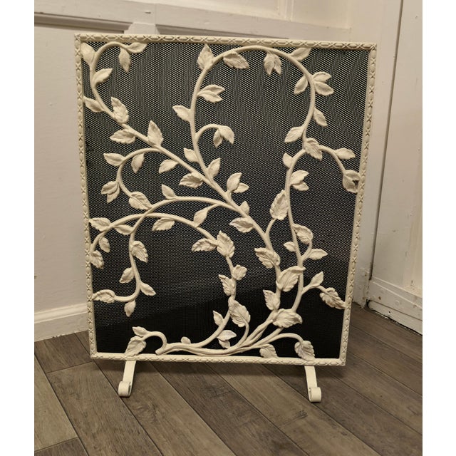 Painted Wrought Iron Fire Guard Decorated with Leaves This is a good Fireguard, it has a decorative wrought iron...