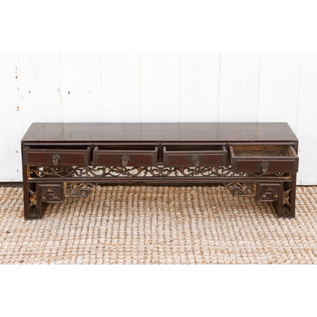 Antique Brown & Gilt Chinese Kang Table For Sale - Image 10 of 11