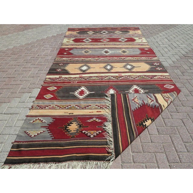 Vintage Turkish Sivas Ethnic Kilim Rug- 6′3″ × 11′6″ For Sale - Image 12 of 13