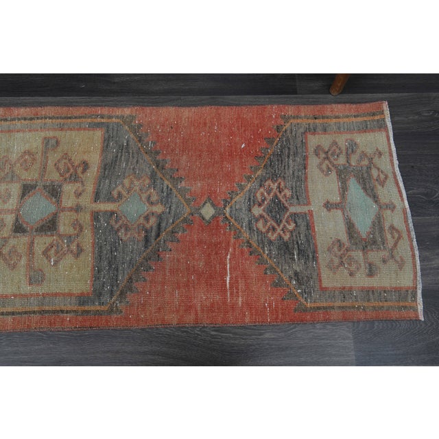 1970s Vintage Handmade Wool Cotton Red Area Rug For Sale - Image 9 of 11