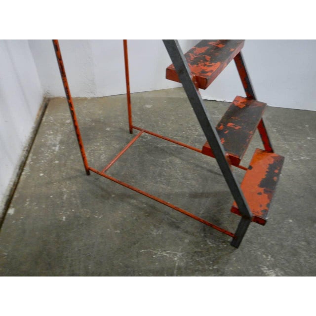 Orange Mid-Century Iron Ladder, 1950 For Sale - Image 8 of 12