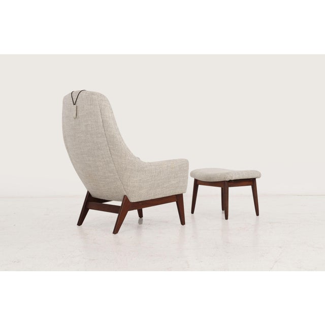 Wood Danish Modern Lounge Chair and Ottoman 1960s For Sale - Image 7 of 12