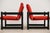 Pierrot Armchairs in Lacquered Wood and Red Fabric from Schirolli, 1980s, Set of 2 For Sale - Image 3 of 12