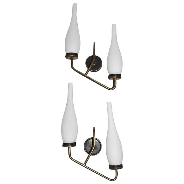 Mid-Century Italian Minimalist Sconces, 1950s, Set of 2 For Sale