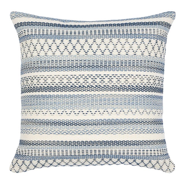 Schumacher Fremont Indoor & Outdoor 24" Pillow in Blue For Sale