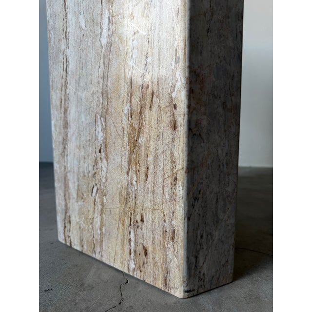 1980s Vintage Italian Postmodern Geometric Marble & Brass Dining Table Base For Sale - Image 14 of 17